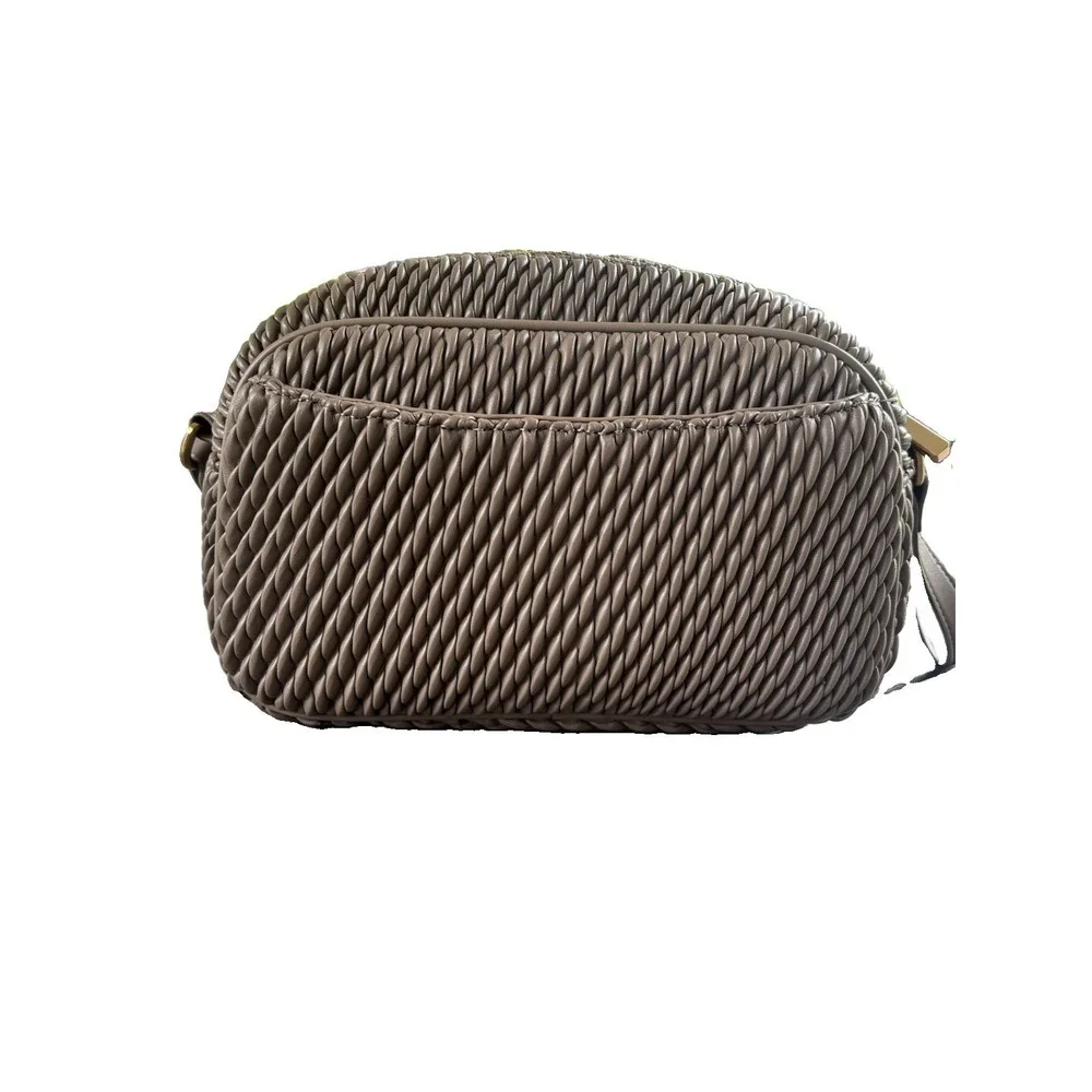 Sam Edelman Julia Quilted Camera Bag Taupe Crossbody Minimalist Vacation
